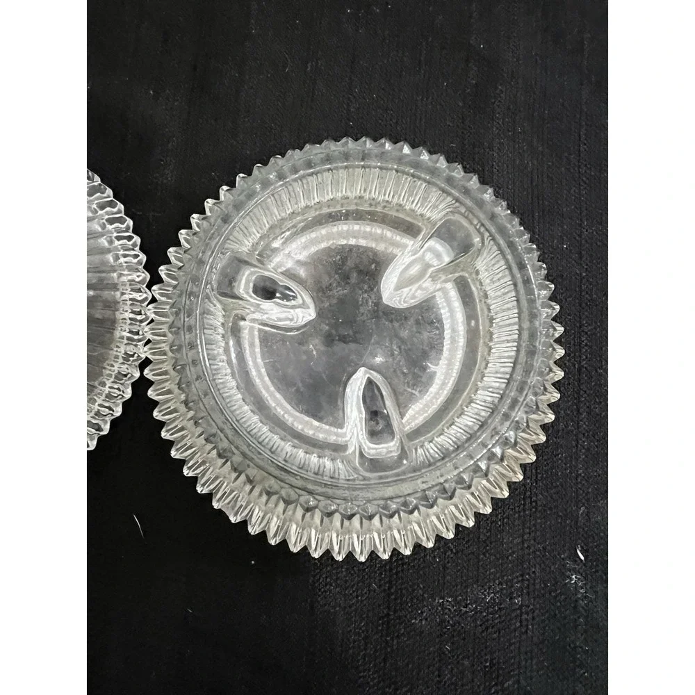 Vintage Clear Ribbed Glass Candle Holder Pair Reversible Taper Pillar Set of 2